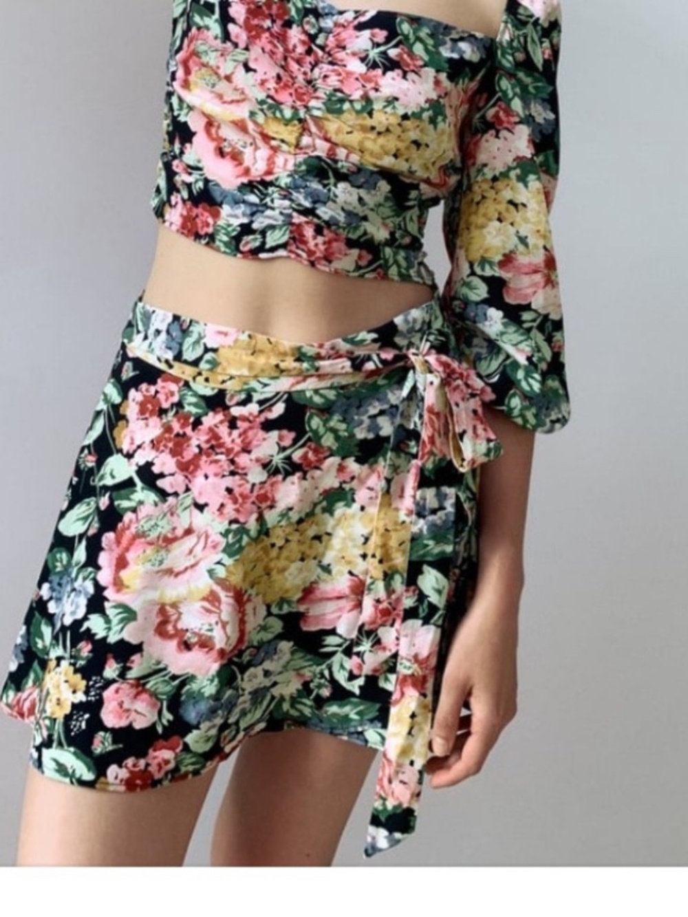 Zara Dora Floral Mini Skirt with Tie Waist